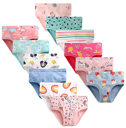 LeQeZe Girls' Knickers 12 Pack Girls Briefs Underwear Pants Pure Cotton 5-6 Years (GB-03,Manufacturer label 120)