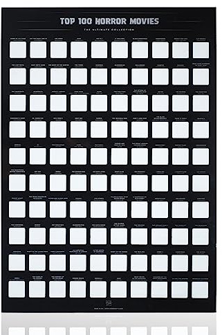 Enno Vatti Póster de película de terror, póster de las 100 mejores películas para rascar, póster aterrador con películas icónicas, regalo para fanáticos de películas de terror y adición única a