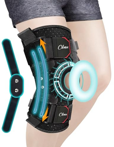 Cilnos Genouillère pour Déchirure du Ménisque, Genouillere Arthrose Genou avec Stabilisateurs Latéraux Amovibles, Attelle Genou pour Soulagement de Douleur, Arthrite - Homme et Femme (Taille Suppl)