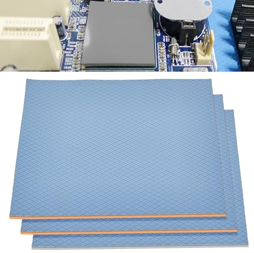 WIYETY Lot de 3 coussinets thermiques en silicone : 0,5 x 100 x 100 mm (2 pièces jaunes) 1,5 x 100 x 100 mm (1 pièce gris) 16 W Coussinets thermiques en silicone conducteur thermique de qualité