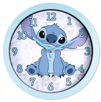 Accutime Watch Corp. Disney Lilo & Stitch Horloge Murale Bleu pour Enfants idéale pour Les Chambres d'enfants, Plastique LAS3015
