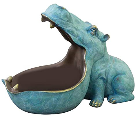 Generic Hippo Statue Home Resin Hippo Figur Fun Candy Dish Key Bowl Big Mouth Sculpture Desktop Art Decoration Clutter Container Storage Box Ordnerhalter Metall (BU1, One Size), duQeSCx7a