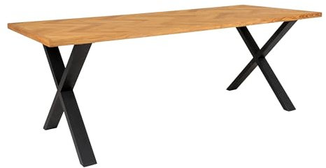 möbelando Esstisch >Bordeaux< in Natur, Eiche-Massiv - 95x75x200cm (BxHxT)