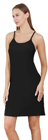 Channo Combinación Vestido Interior, Enaguas Vestido, Muy Suave y Cómodo - Negro, S/M