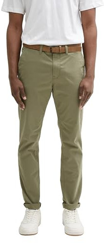 TOM TAILOR Denim Herren 1027694 Slim Chino Hose, 10905-Tree Moss Green, 32W / 32L