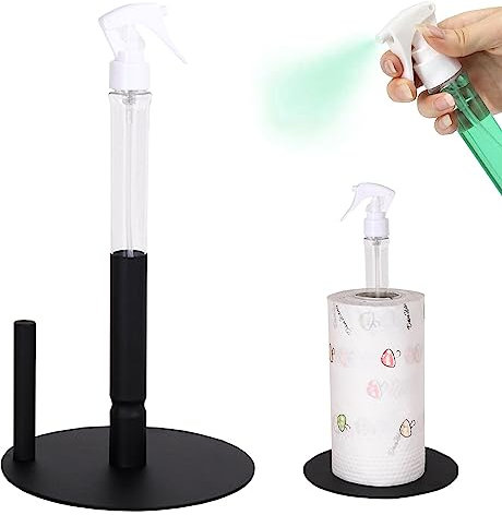 Gachiwar Zewa Rollenhalter - Hochwertiger Küchenrollenhalter Edelstahl mit Abnehmbarer Sprühflasche und Beschwerter Basis, Papierhandtuchspender für Stehende Küchenaufbewahrung