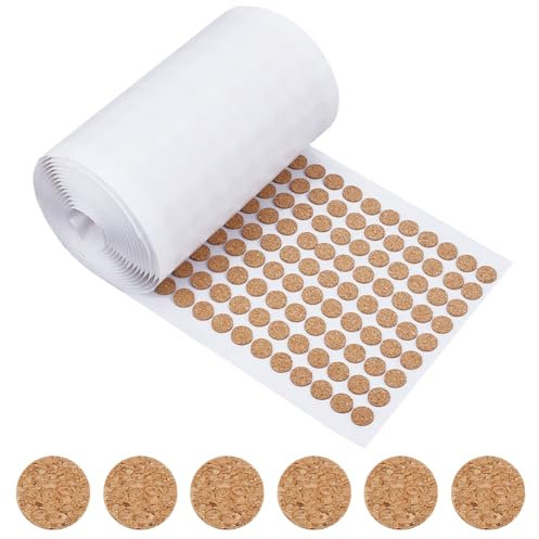 BENECREAT 2000 Pieza de Almohadillas Adhesivas de Corcho de 10mm,Redondos Y Planos,Alfombrilla de Corcho con Disco Corcho para Armarios Y Artículos de Sobremesa,Protectores de Muebles Antideslizantes