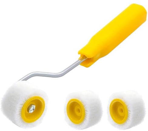 4/5 inch Mini Paint Rollers for Touch up Trim Edge or Corner, Extra Small Paint Wool Brushes, Tiny Painting Tool(1 Brush +2 Rollers)