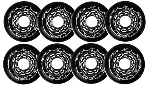 JCXYL EV 8-pack inlineshjul 72 mm, 76 mm, 80 mm, 84A inlinesrullskridsko, tysta PU-slitstarka skridskohjul, ersättningshjul,Black,72mm