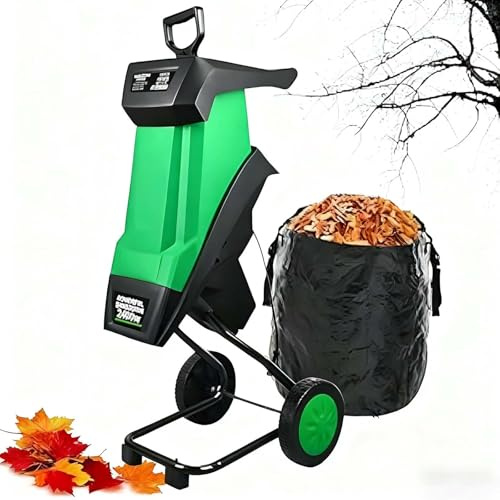 SIEEOUR Triturador De Jardín Eléctrico Mulcher 2400w, Astilladora De Madera 40mm Con Caja De Recogida 50l,Protección De Seguridad Para Mantenimiento Eficiente De Jardín Y Uso Exterior