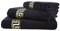 Arle-Living Luxus Medusa Handtuch 50x90 cm im 4er Pack/Jacquard Webung/Hochflor Frottee mit Medusa Flachprägung und Goldener Medusa Bordüre (schwarz/Black/Noir, 4er Pack Handtuch 50x90 cm)
