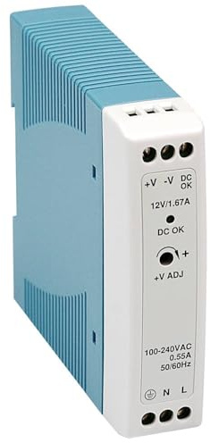 WITTKOWARE MDR-20-5 Hutschienennetzteil mit Schraubklemmen, DC-OK, LxBxH: 100x22,5x90mm, Ausgang: 5V/DC (Poti einstellbar 4,75~5,5V), max. 3A (15W)