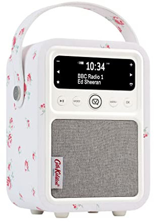 VQ Monty DAB Radio with Bluetooth, Radio Alarm Clock with FM supportability. Battery Powered Portable DAB/DAB+ and Rechargeable Digital Radio - Cath Kidston Scattered Rose
