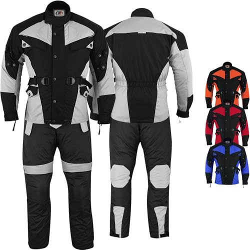 German Wear 2-teiler Motorradkombi Cordura Textilien Motorradjacke + Motorradhose (Grau, 54)