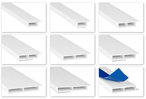 HEXIM Fenster/PVC Deckleisten 7mm - Hohlkammerprofile, wahlweise mit Schaumklebeband (selbstklebend) und Überstand für Wandabschluss (Fahne) - 2 Meter je Leiste (25x7mm, HJ 232)