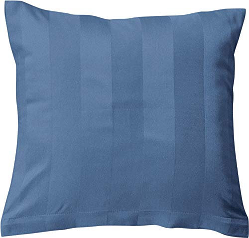 Erwin Müller Mako-Damast Kuschelkissenbezug, Kissenhülle Fürth mit Streifen blau Größe 40x40 cm - temperaturausgleichend, Kochfest, mit Reißverschluss, 100% Baumwolle
