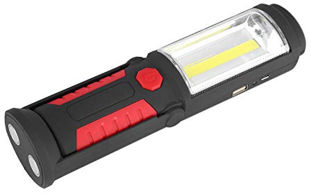 2 i 1 COB LED-arbetslampa, 3W Uppladdningsbar LED-arbetslampa, 2200mAh LED-lampor med Magnetisk Bas och Krok för Fordonsverkstäder Camping Gör Det Själv(Röd)