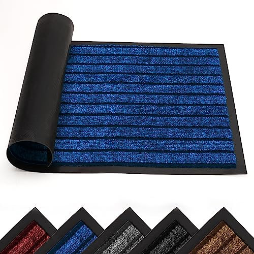 Yorkshire Bedding Door Mat Non Slip – Navy Rubber mat 50x80cm Machine Washable Door Matts indoor Dirt Trapper Super Absorbent Door Mats Outdoor