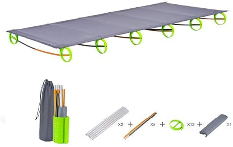 WAGLOS Aluminiumlegierung Feldbett Schwerlast Klappbett Im Freien Ultraleicht Tragbar Campingbett Belastbarkeit 200Kg Einfache Installation Und Demontage,Grün