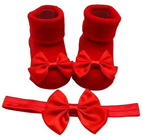 Lot de 2 chaussettes pour enfant + bandeau bébé fille chaussures de baptême antidérapantes douces occasions spéciales baptême fille bébé chaussettes bébé chaussettes de sol chaussettes bébé fille bébé