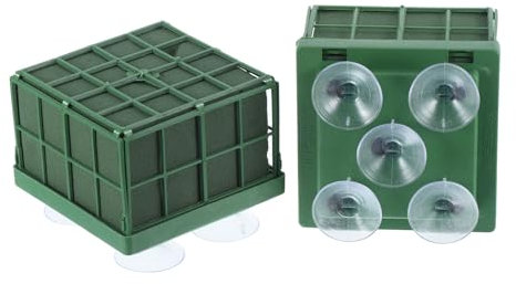 PATIKIL Floreale Schiuma Gabbia Fiore Contenitore 2 Pz Quadrato 4,5 x 4,5 x 3,5 Pollici Gabbia Floreale Schiuma con Suzione Tazze per Fiore Composizione Tavolo Centrotavola