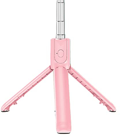 Live Video Telefon Stativ, Selfie-Stick i Rostfritt Stål, Vikbar Bärbar Fällbar Stång För (Pink)