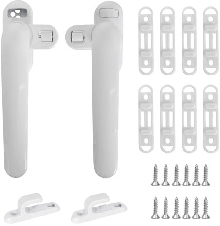 2 Pcs Poignée de Fenêtre en Alliage d'aluminium, Universelle Poignées de Fenêtre Verrouillage de Remplacement Droite Gauche de Fenêtre avec Fixation à Vis pour Porte Fenêtre à Battants en Aluminium