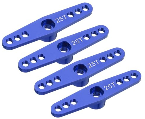 sourcing map 4 Pcs Aluminum Servo Horn 25T Servo Horn Steering Double Arms 47mm Length Deep Blue Suitable for DIY RC Car/Boat/Airplanes Boat Model Accessories