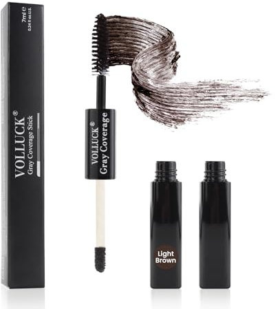 VOLLUCK Haarmascara, Sofortige Graue Haare Abdecken für Frauen und Männer, 2-in-1 Natürlich Ansatzfarbe zum Kaschieren des Haaransatzes für Alle Haartypen (Hellbraun, 7 ML)