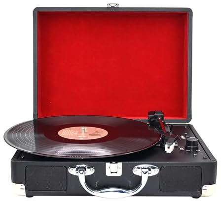 CHANGLKJ Giradischi in Vinile Bluetooth, Valigia Giradischi retrò con Funzione di Trasferimento LP per File Musicali Digitali, Adatto a Dischi da 33/45/78 Giri E Dimensioni 7''/10''/12'', per Regalo