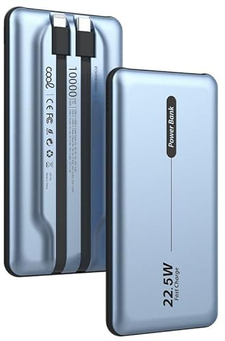 External Battery Universal Power Bank 10,000 mAh PD 22.5W (2 Cables) Grey