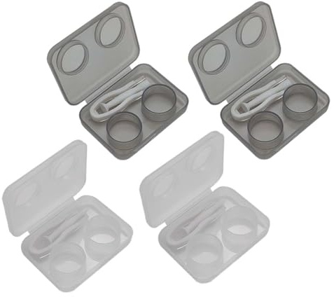 LQUYTA 4 Pezzi Contenitori per Lenti a Contatto con Scatola di Ricambio Pinzette Ventosa in Silicone Lenti a Contatto Set Compatto Adatto per Viaggi Casa Trasporto