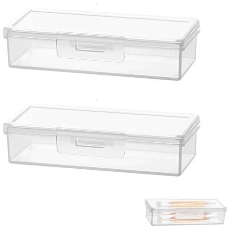 2 Pack Cotton Bud Holder,Portable Plastic Cotton Buds Dispenser Travel Case