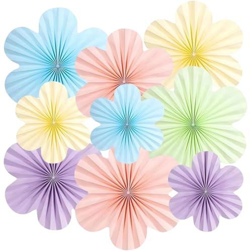 TIHNY Kit Decoración Fiesta Flores de Papel Pastel de 9 - Decoraciones Grandes Pull Bow para Baby Showers, Bodas & Fondos Cumpleaños (35cm/25cm/20cm) Decoración Pared Colgante