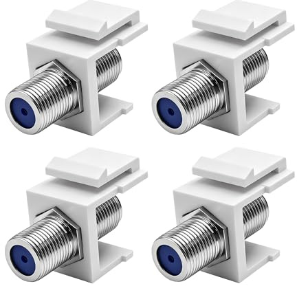 MEIRIYFA F typ RG6-koppling F typ uttag till uttag RG6 koaxialkabelkontakt keystone modul, uttag för TV, satellit, videokabel (4 stycken, vit)