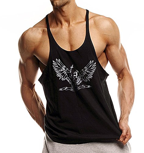 Hommes Débardeurs sans Manches Running Tank Top Shirts Sportswear Vest ZYZZ01 Noir M