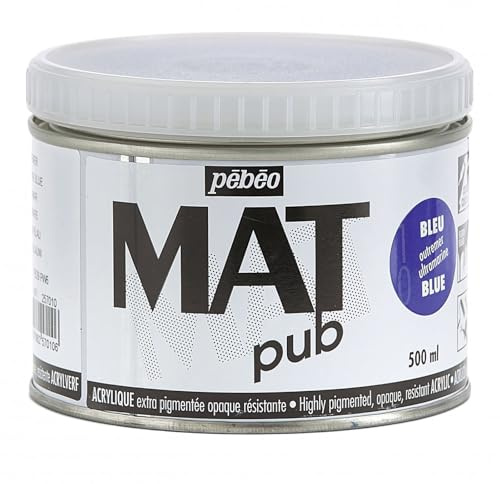 Pébéo - Matt Pub – Acrylfarbe, extra fein und extra matt, Ultramarinblau, 500 ml, 1 Stück (1 Stück)
