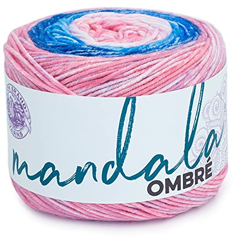 Lion Brand Yarn Company Mandala Ombre - Hilo puro, una madeja, rosa, azul