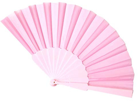 WS UK Fabric Handheld Folding Fan [Light Pink]