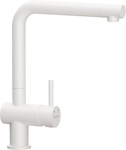 SCHOCK Küchenarmatur LAIOS Polaris – weiße hochdruck Armatur mit Festauslauf und Standard Norm-Anschlüssen
