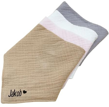 Musselin Halstuch Sabbertuch personalisiert mit Namen personalisiertes Babygeschenk mit Wunschnamen Geschenk zur Geburt