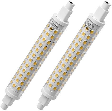 ALQFFHL R7S LED Bulb 118mm 10W, Dimmable Double Ended J Type Flood Light (100W Halogen T3 Equivalent), Size 4.65-0.59-0.59 inch, 120V 1000Lm 3000K, Wall Floor Standing Lamp, Pack of 2 (Warm White)