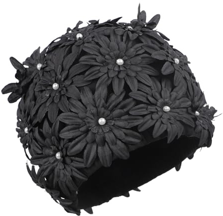 Cuffia da nuoto da donna, con petali floreali, elegante, vintage, non impermeabile, elastica, per doccia, bagno, piscina, spiaggia, surf, mare, copricapo per capelli lunghi e corti, protezione per le