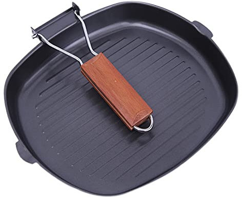Frying Pan, Folding Square Pan Non-Stick Meat Skillet BBQ Folding Griddle Frying Kitchen Supplies Easy Skillet Griddle for Picnic Camping -20cm