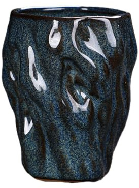 YlobdolY Taza de té de cerámica de 150 ml, taza de té china Kungfu sin asa, taza de café con leche vintage, tazas de café espresso, tazas asiáticas para adultos, azul profundo