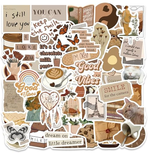 Vintage Sticker Aesthetic Aufkleber 60 Stücke, Retro Vinyl Aufkleber für Kindle Scrapbook Laptop Helm Koffer (60 Vintage)