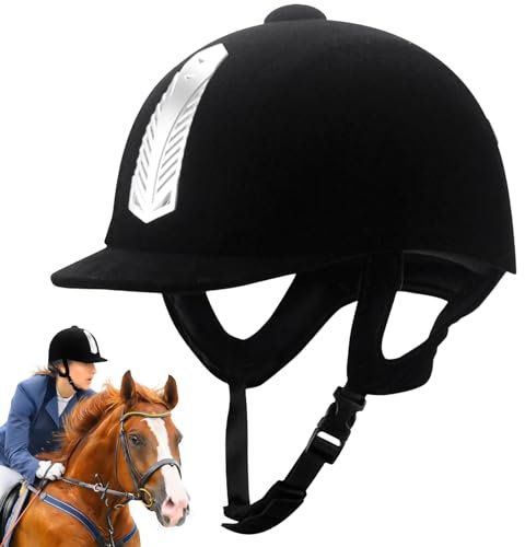 Reitkappe Schwarz, Robuster Reithelm Für Damen Und Herren, Ergonomische Reitkappe Für Mädchen & jungens, Größenverstellbarer Helm Für Erwachsene, Individuelle Größenanpassung - Optimale Belüftung