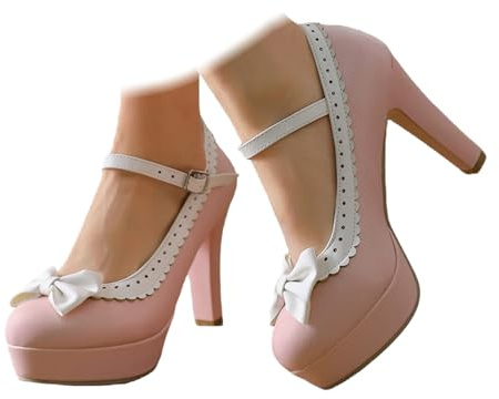 Zapatos de corte para mujer con charol con lazo, tacones Mary Jane, diseño retro bávaro, estilo vintage, estilo tirolés, estilo tradicional alemán de cerveza, celebración del festival de la cerveza
