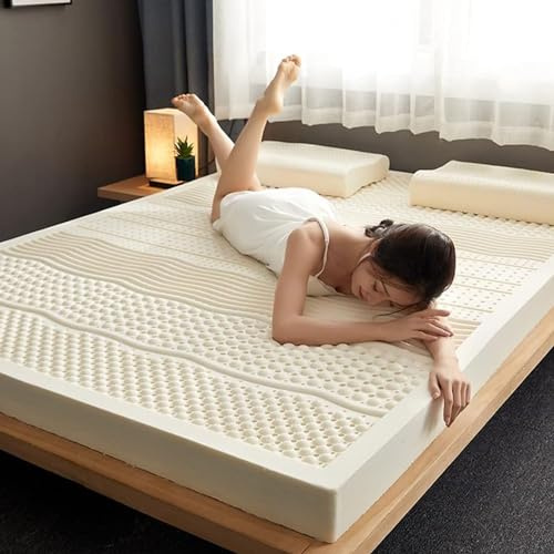 100 % naturlig latexmadrass, mjuk studs, långsam, tatami-stil, personlig med inneröverdrag, 10 cm tjockt, perfekt för komfort och stöd 120 x 200 cm