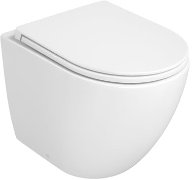 Vaso WC Filo Muro Rimless Infinity Bianco Lucido, Made in Italy – Sanitari Bagno Filomuro a Terra Moderni, Senza Brida, Design Contemporaneo, Facile Installazione e Pulizia (Vaso, Bianco Lucido)